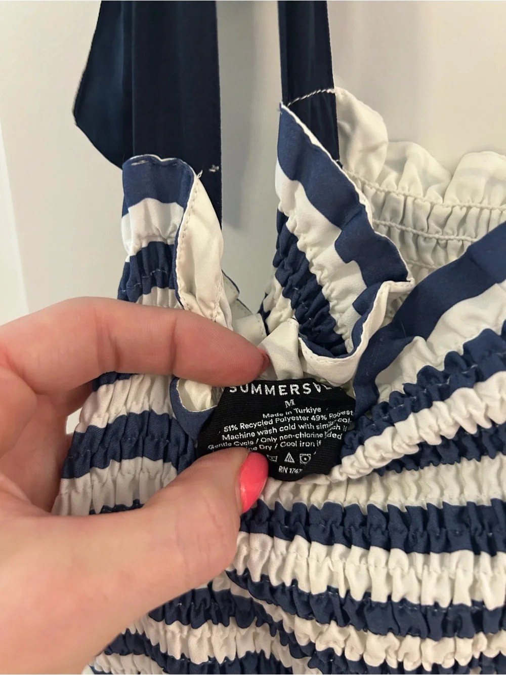 Summersalt Navy and White Striped Maxi Dress with Tie Straps - Picture 4 of 5